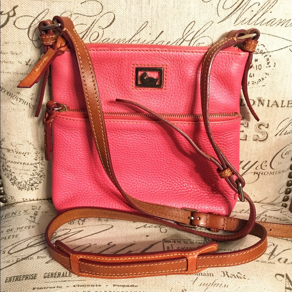 Pink leather Dooney and Bourke crossbody purse